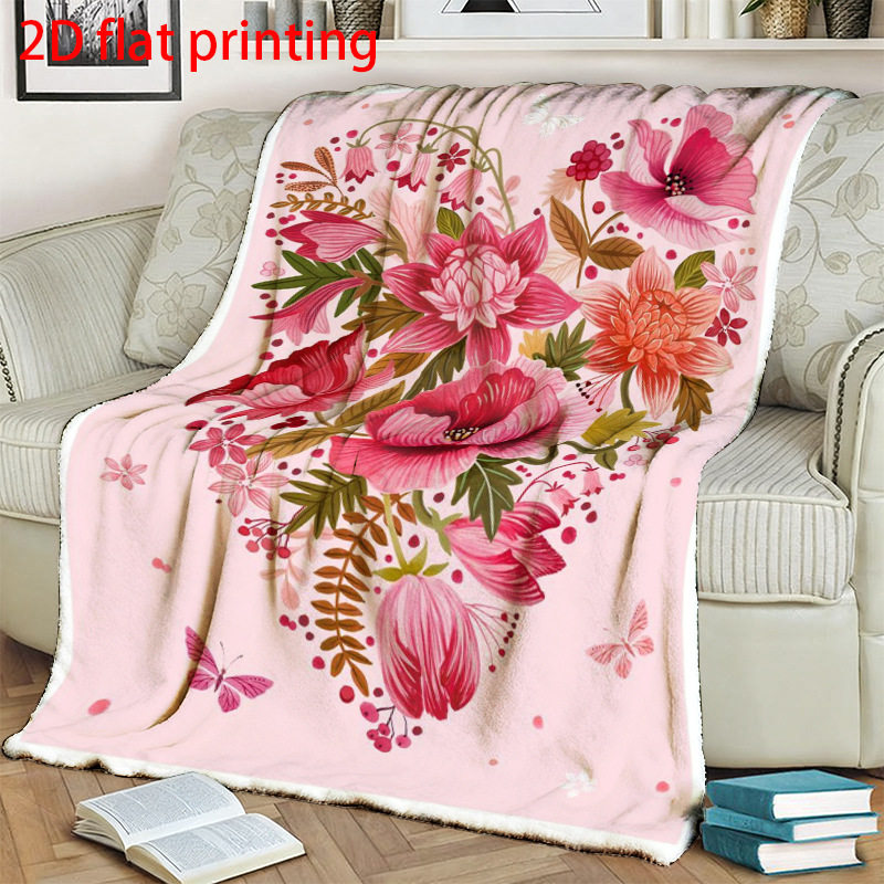 Cross-Border Valentine's Day Flannel Blanket Customized Digital Printing Double-Sided Velvet Blanket Nap Blanket Gift Cover Blanket