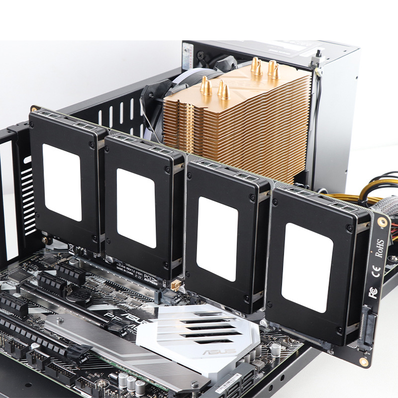 佳翼U2硬盘转接卡pcie4.0X16四盘U.2拆分卡磁盘阵列raid4盘扩展卡 - 图2