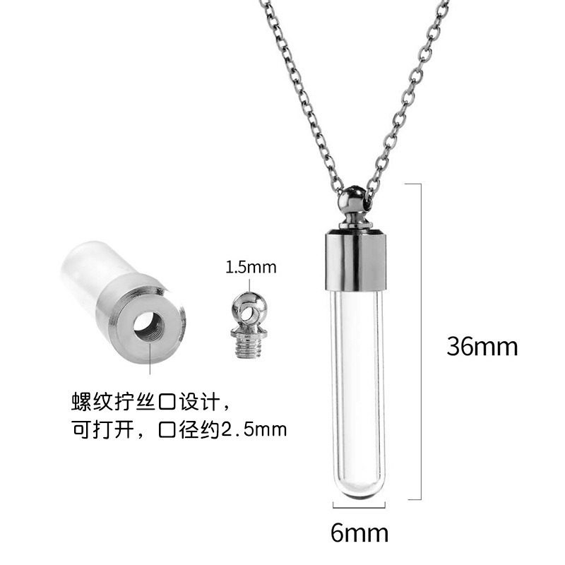 Factory wholesale mini wishing glass bottle necklace twist silk can open drift bottle pendant lanugo hair hair bottle pendant