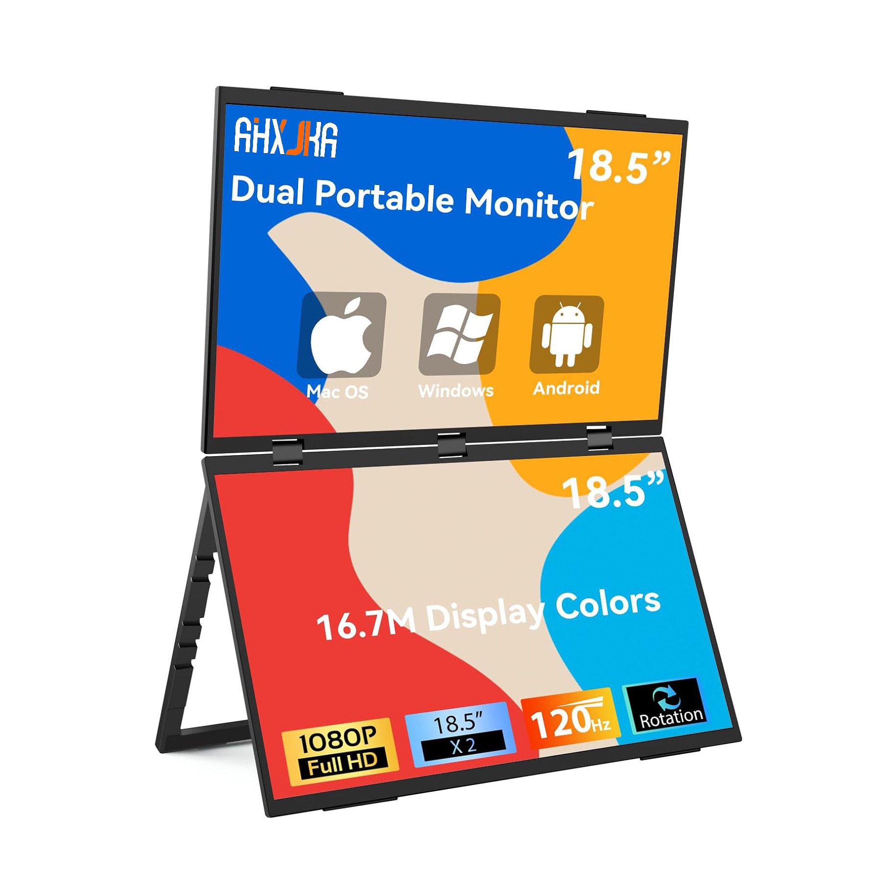 18.5-Inch Foldableing Dual-Screen Display, Portable Screen, One-Line Connection to Computer Notebook Expansion Screen, Ps5 External Screen