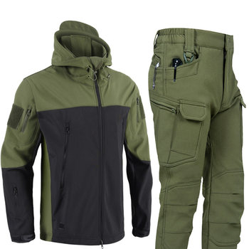 New Stitching Second Generation Shark Skin Charge Pants suit fleece-lined Waterproof Soft Shell Jacket suit