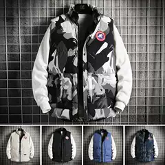 Big Goose Down Cotton Vest Korean Fashionable Sleeveless Men's Camouflage Vest Cotton Coat Casual Large Size Waistcoat Thick Factory