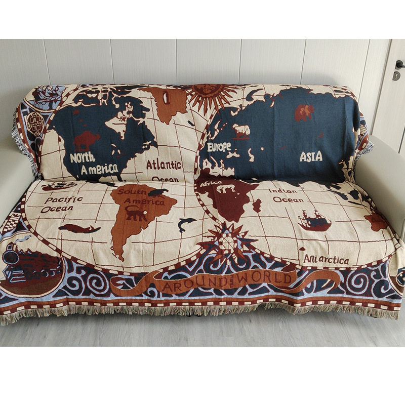 European-style map jacquard sofa towel cover cloth anti-dirt cover cover full cover warm thread blanket knitted blanket wholesale generation
