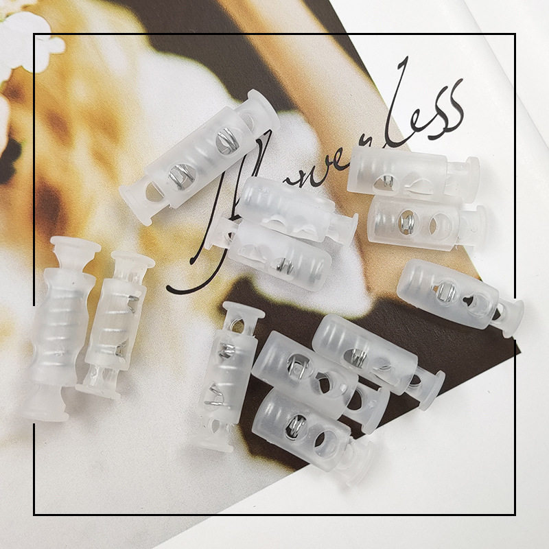 Plastic frosted translucent spring buckle elastic rope hat nylon cotton rope children's shoelace free tie adjustment buckle