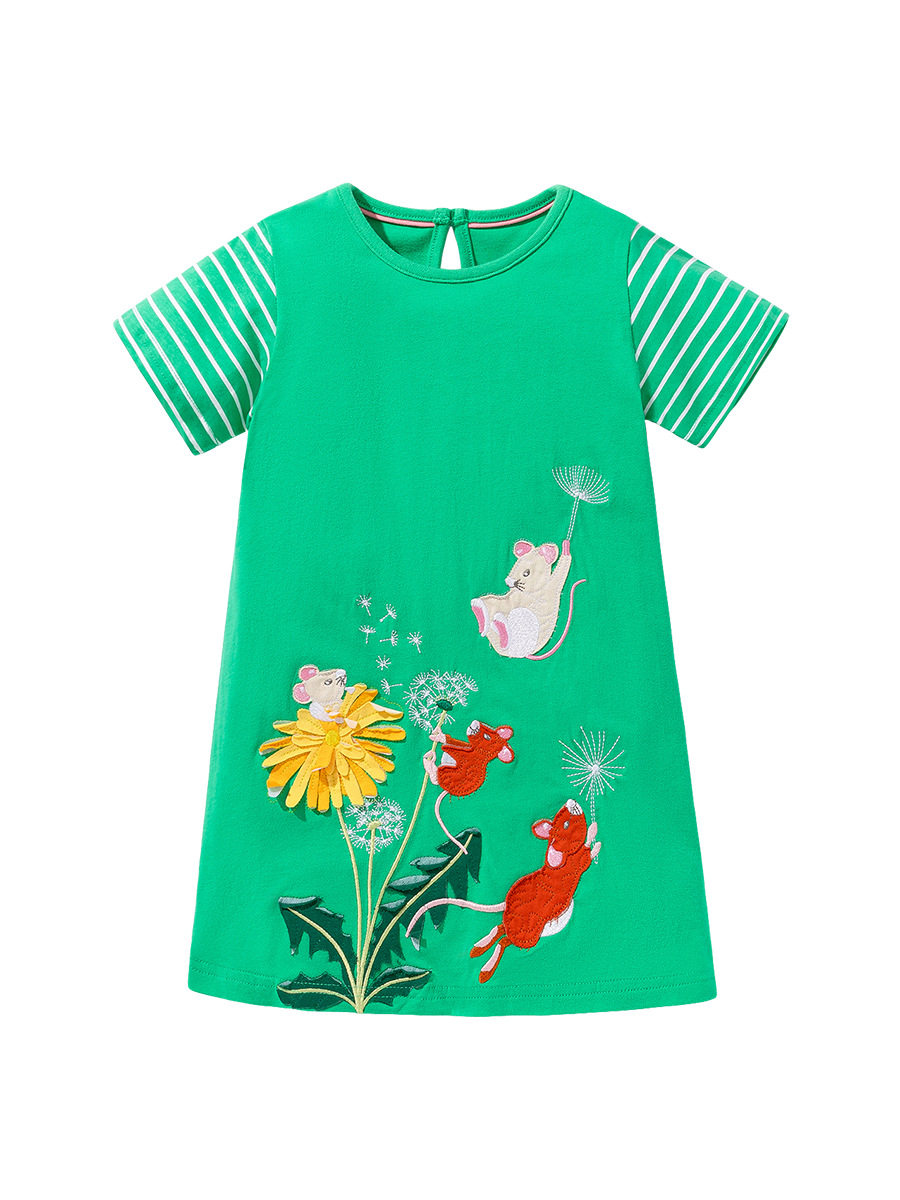 Summer Short-sleeve New Girls' Dress, Kids' Skirt, Casual Kids' Dress