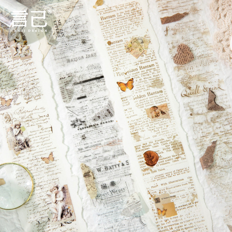 Yanji Lost Memory Series Pet Tape Retro English Basic Handbook DIY Decorative Material Stickers