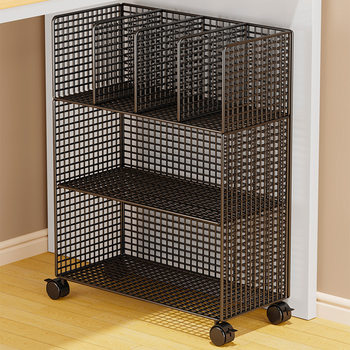 Small Bookshelf Beside the Desk Storage Rack under the Desk Movable Wheels Floor Desk Side Cart Book Storage Bookcase