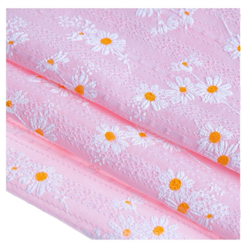 100% Cotton 40S Printed Three-Dimensional Daisy DIY Floral Fabric for Dresses, Children's Clothing, and Tablecloth Material