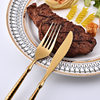 Cross-border 304 Stainless Steel Fruit Knife, Fork and Spoon Three-piece Hotel Ballet Hammer Handle Steak Knife Dessert Spoon Tableware