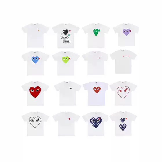 25Ss Export Chuanjiu Trendy Brand Heart-Shaped Unisex Round Neck Simple Loose Short-Sleeve T-Shirt Top Pla