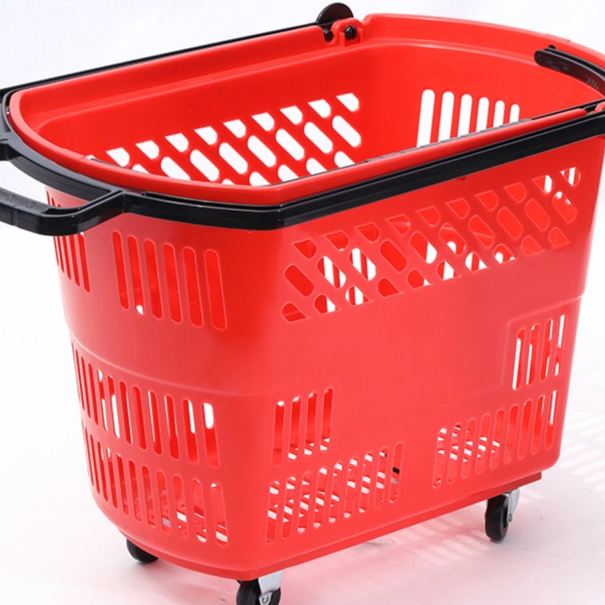 Large Plastic Shopping Basket with Wheels for Malls and Supermarkets, Suitable for Home Use, Convenience Stores, and Grocery Shopping