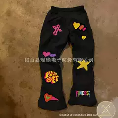High Street Hip-Hop Style 3D Digital Print Casual Flared Sweatpants Unisex Loose Fashion Casual Sports Pants