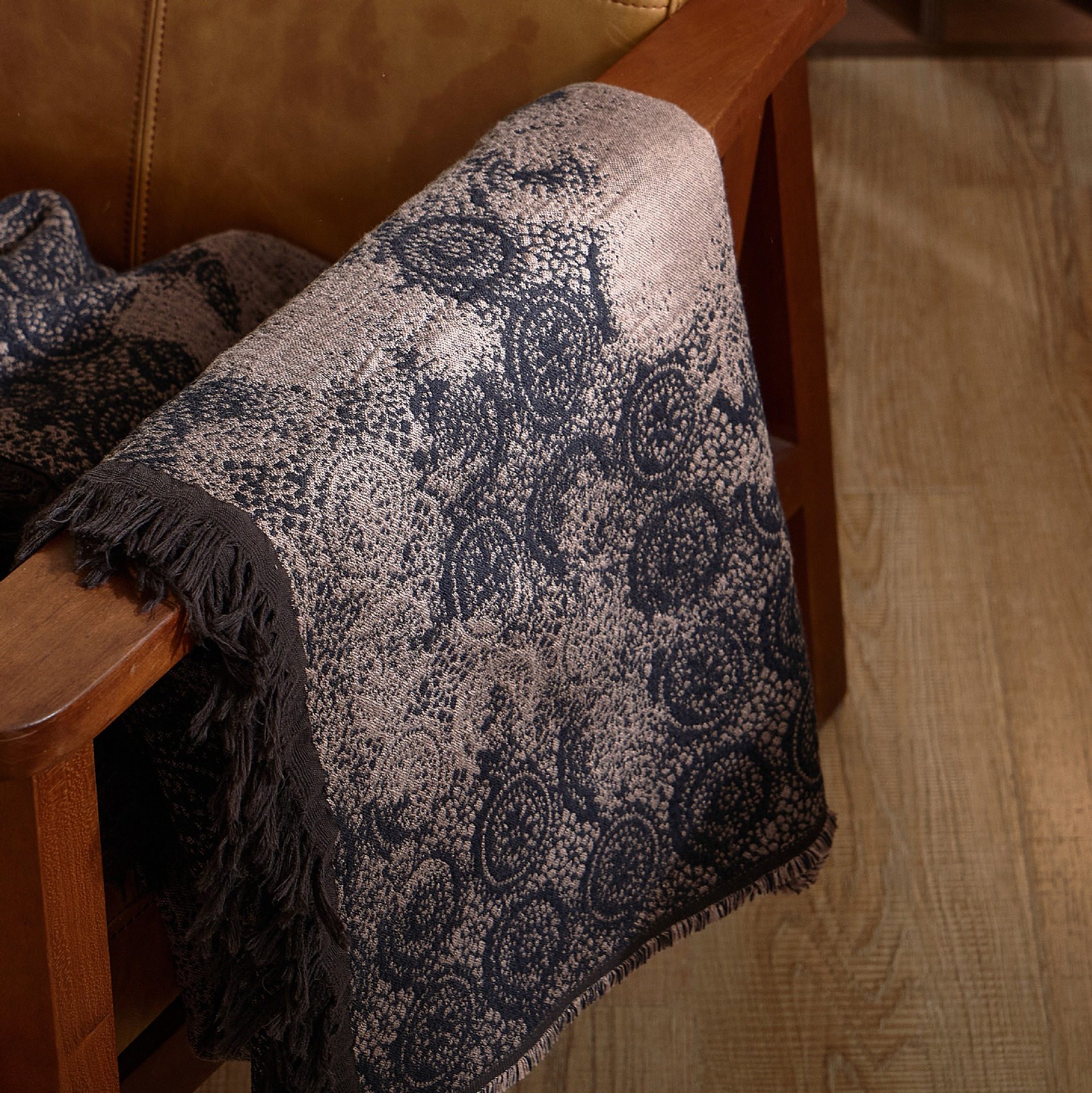 Scandinavian Retro Blanket, Cotton Strong Shrink Yarn-Dyed Wool Blanket, Office Nap Blanket, High-End Sofa Blanket