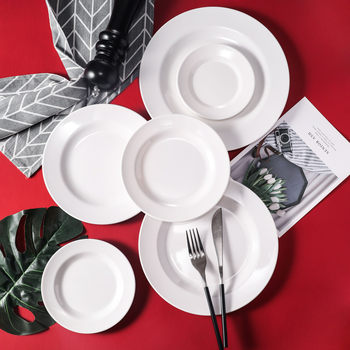 Melamine Plate Plastic Tableware Commercial Imitation Porcelain Plate Hot Pot Catering Breakfast Tableware Set Can Print Advertising Logo