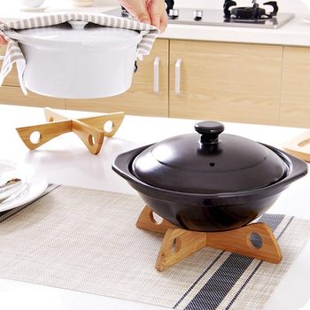 Bamboo Wood insulation mat cross cross pot rack removable pot bottom bracket Bowl plate mat kitchen storage draining bowl rack