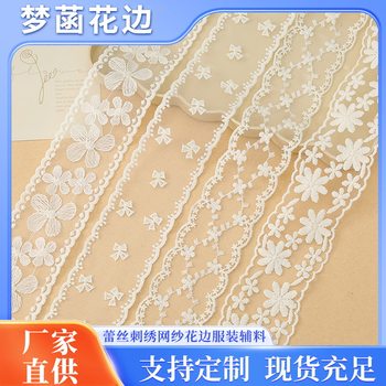 New Lace Embroidery Mesh Lace Computer Embroidery Garment Accessories Bow Hair Accessories Cuff Decoration Material