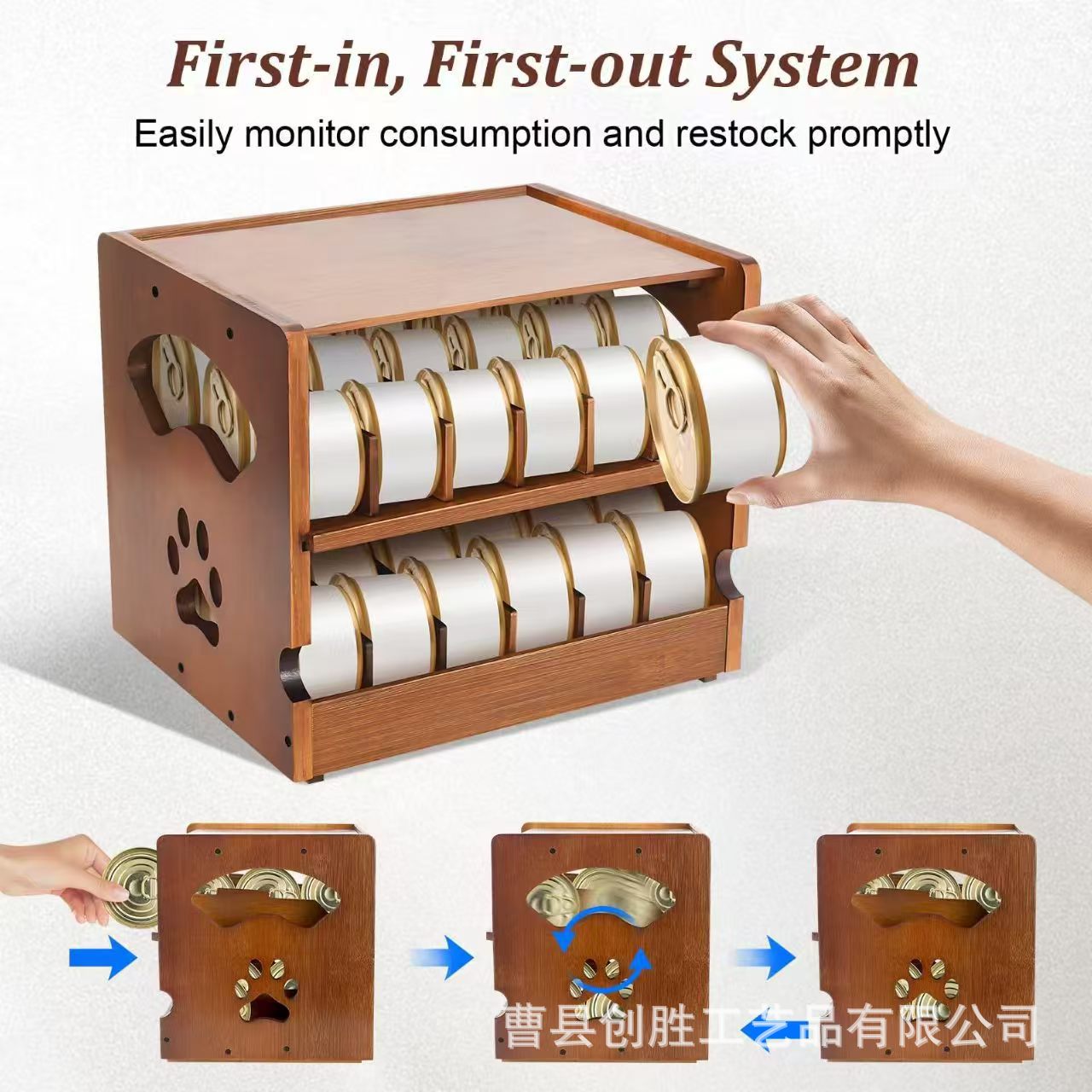 Cross-Border Wooden Double-Layer Storage Rack Desktop Stackable Can Rack Solid Wood Kitchen Storage Animal Cat Snack Rack