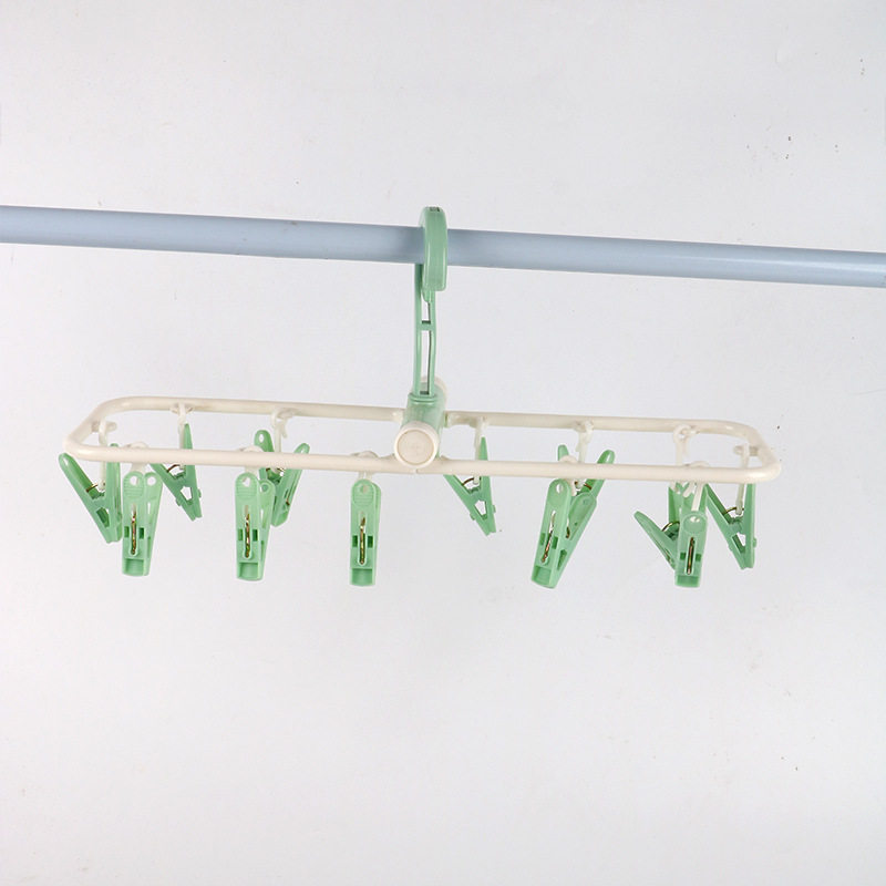 Underwear Clips, Household Sock Drying Rack, 12-Clip Clothes Hanger, Wholesale Multifunctional Clips, Clothes Drying Rack for Balcony