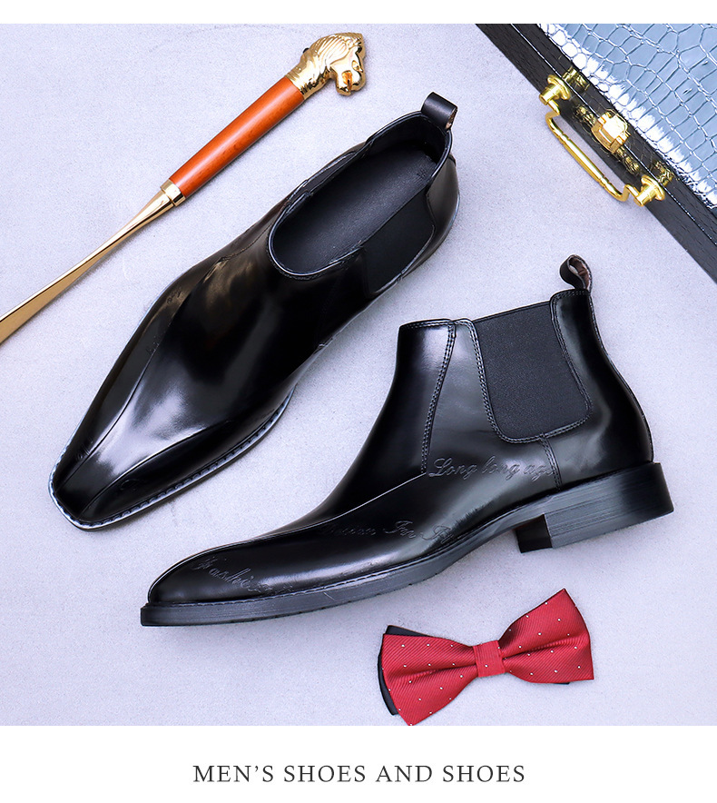 Giày Chelsea Boot nam cổ cao da bò thật phong cách công sở — Màu nâu, Màu đen, Màu cà phê