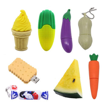 Cartoon fruit vegetable USB flash drive 64GB funny watermelon USB flash drive creative gift for friends ice cream USB flash drive