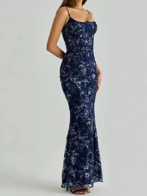 Elegant Sleeveless Backless Dress Low Neckline Tie Detail Chic Design Perfect for Parties and Special Occasions