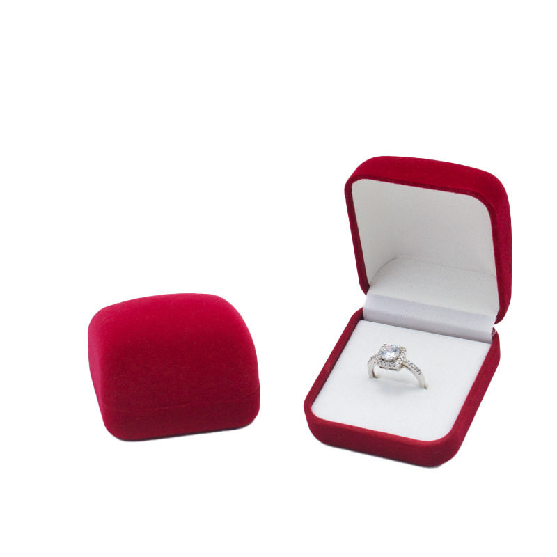 High-grade Arc Top Ring Box Flocking Steamed Bread Jewelry Box Earrings Small Pendant Storage Box Jewelry Packaging Box