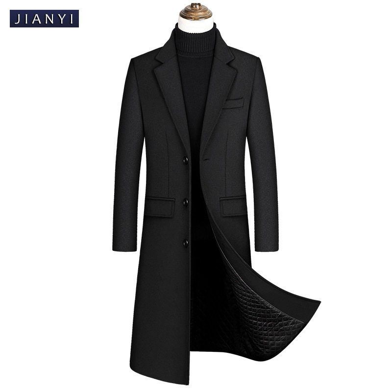 Mens Wool Blend Overcoat Mid Length Thickened Suit Collar Warm Fabric Autumn Winter Fashion Wholesale Available