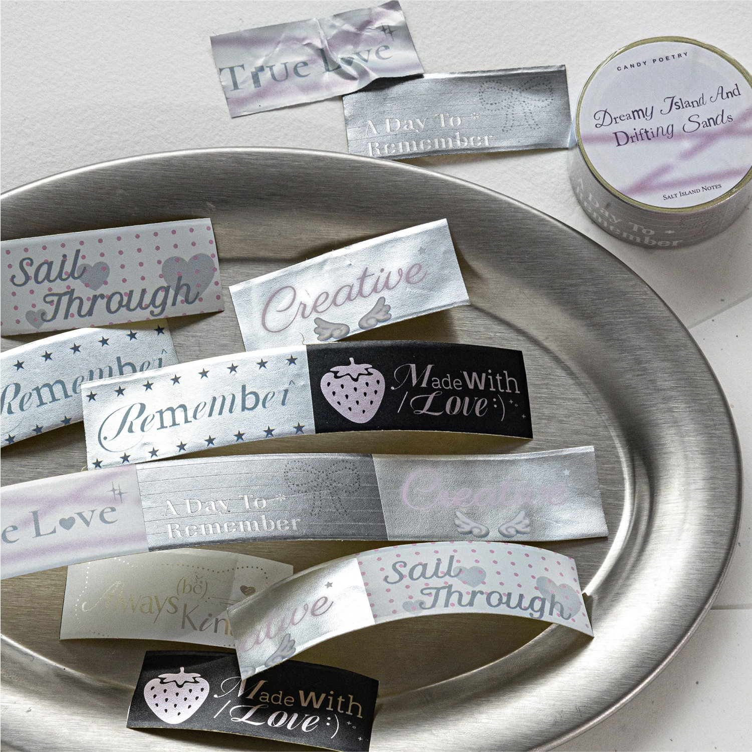 Sugar Poetry Frosted Silver Tape Salt Island Series Korean Style Ins Style Versatile Material Children's Journal DIY Collage