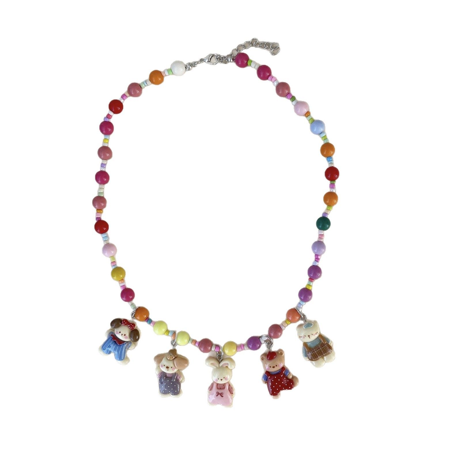 Children's Princess Cute Cartoon Beaded Necklace Little Girl Sanrio Clavicle Chain Pendant Accessories