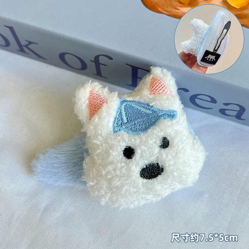 西高地毛绒小狗发夹高颜值可爱软萌少女甜美ins学生发圈配饰毛毛