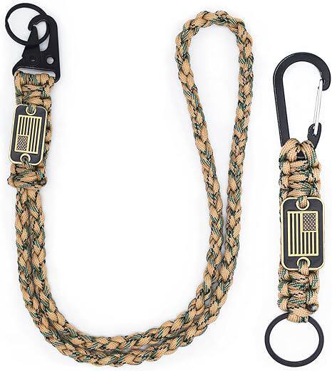 重型编织伞绳挂绳钥匙扣带美国国旗编织坚固挂绳适合户外活动旅行