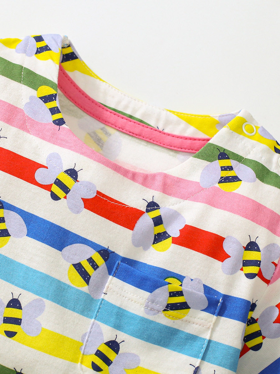 Girls' New Summer Short-Sleeve Dress, Style Cotton Cartoon Princess Dress