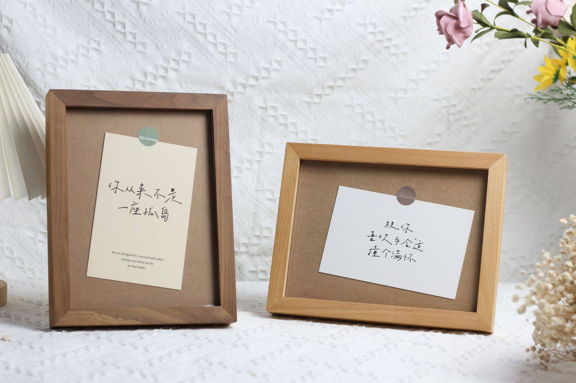 Solid Wood Photo Frame Badge Calendar Base Display Stand Wholesale Logo Walnut Beech 6inch 8inch Desktop Mortise and Tenon Photo Frame