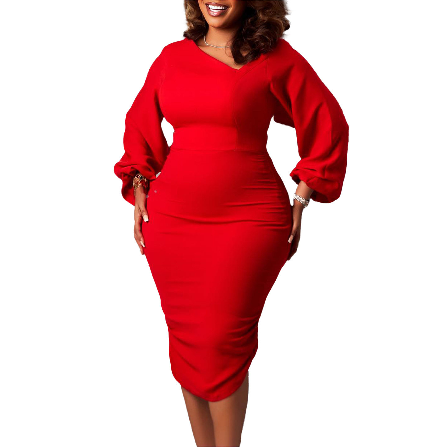 Asymmetrical Neck Long Sleeve Dress Fashionable OL Style Elegant Fit for Office Wear Wholesale Available