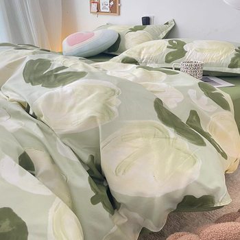 Scandinavian Style Tulip Bed Four-Piece Set 1.68m m Atmospheric Green Bed Bed Sheets Dormitory Quilt Cover Three-Piece Set 4