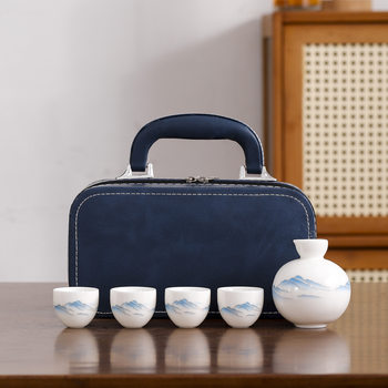 Jade Wine Set Ceramic Wine Bottle Wine Glass Gourd Light Luxury Shot Glass Cup Gift Box Wine Jug Wine Dispenser