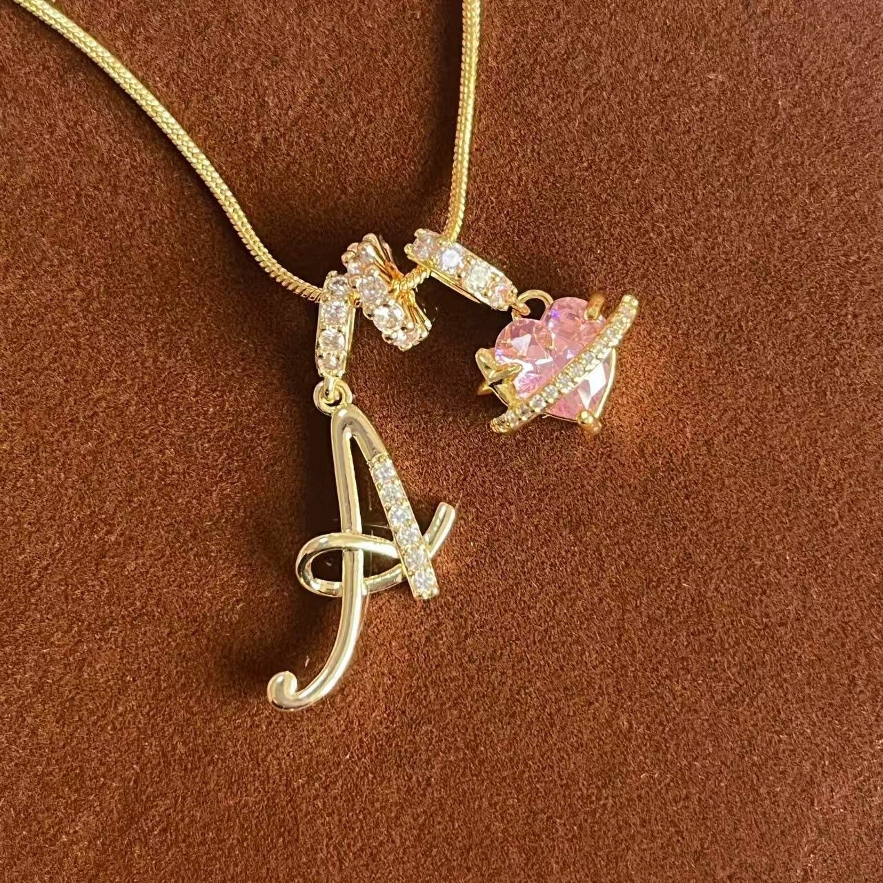 Dopamine Girl Cross-Border Independent Station Tk Popular 26 Letter Necklace Stainless Steel Chain 22K Real Gold Plated