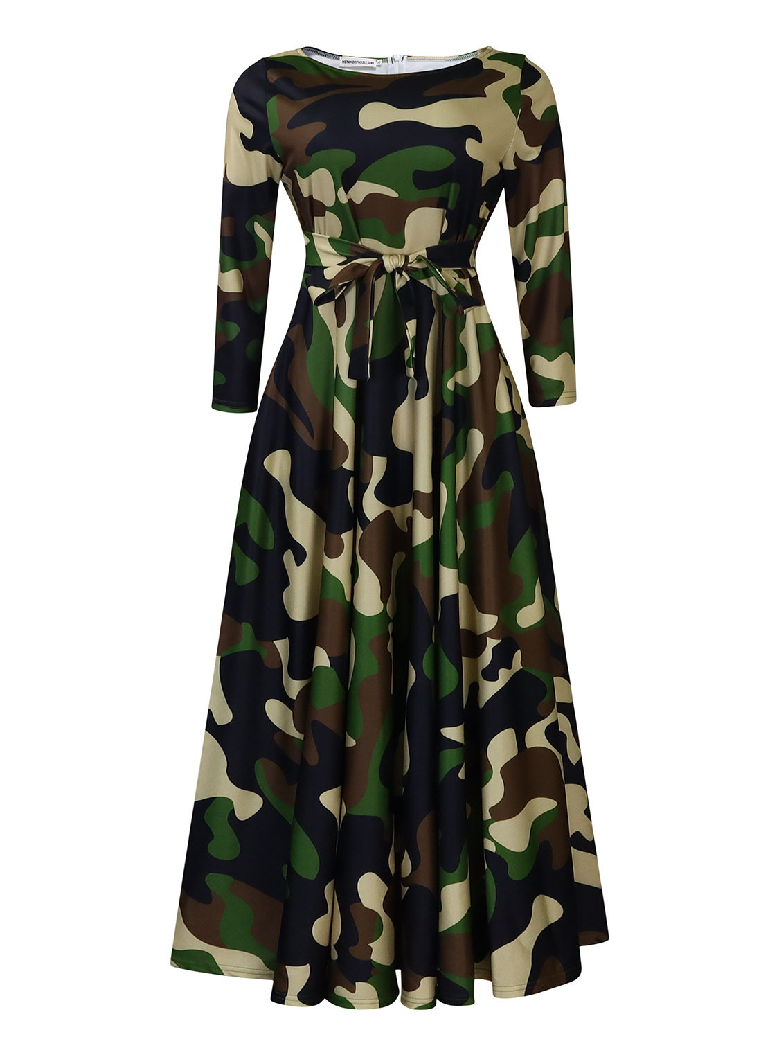 Plus Size African Print Midi Dress Stylish Tie Design Elegant Floral Pattern Spring Fashion Wholesale Available