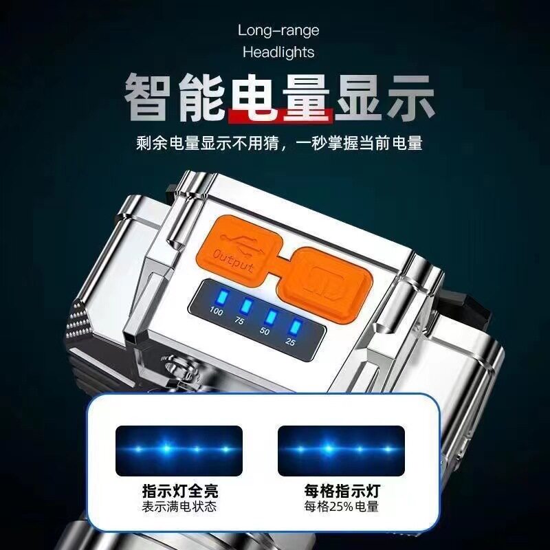 Headlight strong light long-range rechargeable waterproof super bright head-mounted night fishing lamp miner's lamp super long endurance flashlight headlight