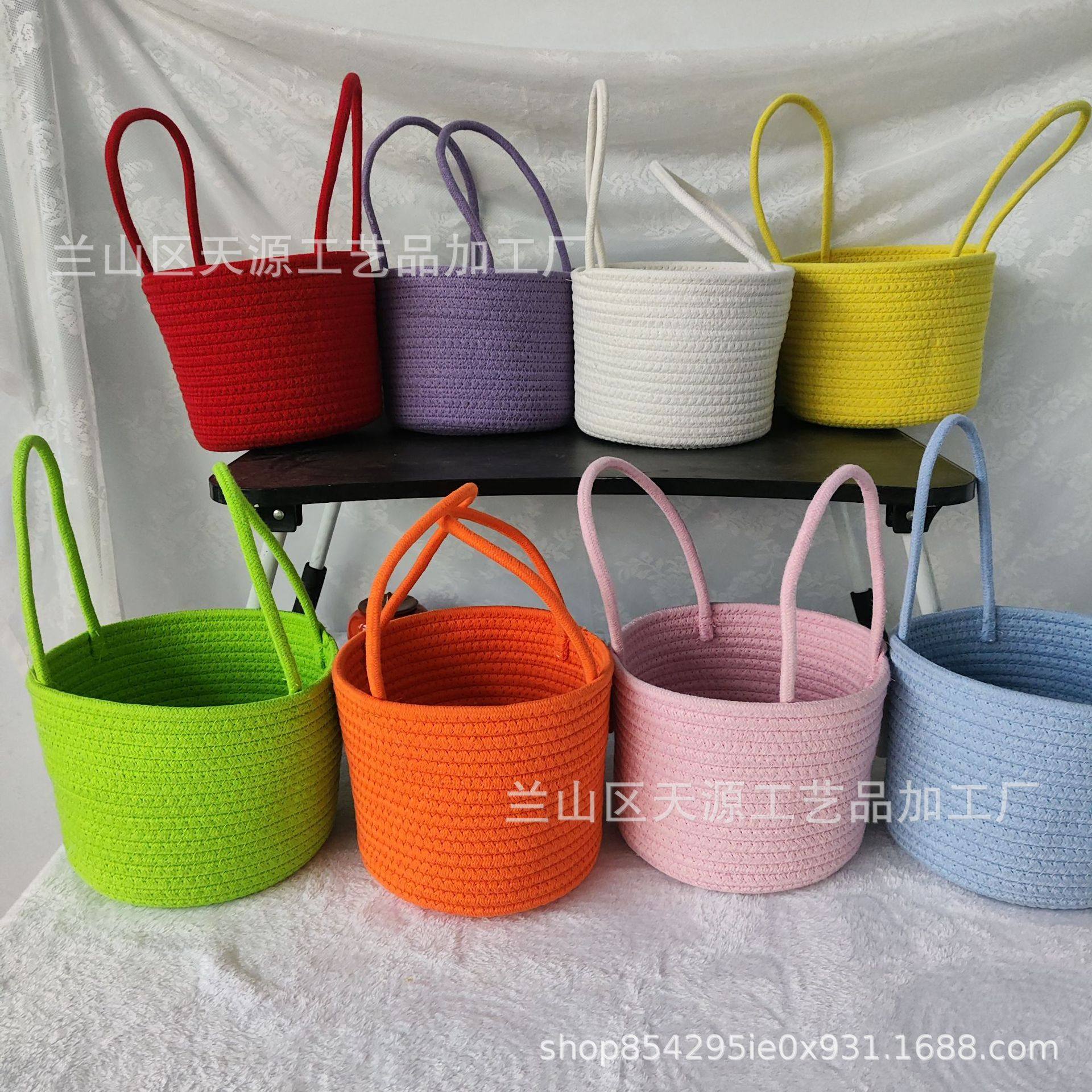 Hand-woven New Cotton Rope Storage Basket Key Wallet Storage Basket Easter Large Capacity Storage Barrel Storage Basket