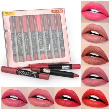 DNM19 color rotatable lipstick pen 8 pack matte lipstick color lip gloss lip glaze makeup cross-border wholesale