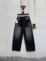 Correct Version of Ac Jeans New Style Washed American High Street Dirty Style Loose Retro Wide Leg Straight Legs Same Style for Men and Women