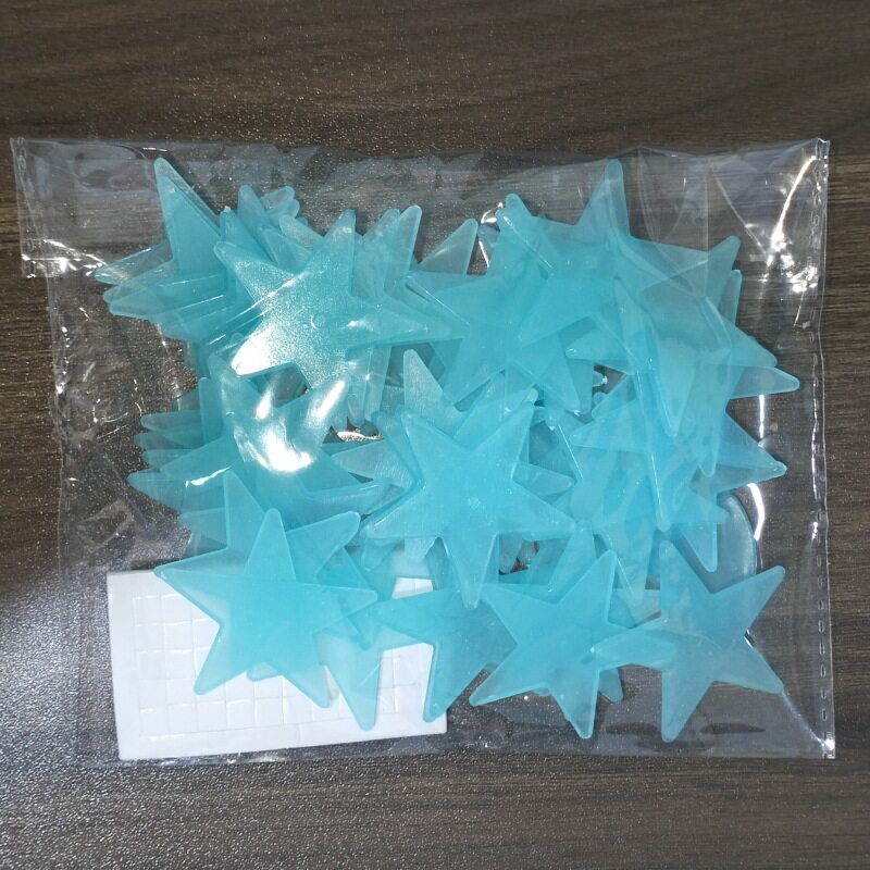 2-3cm夜光星星墙贴装饰荧光五角星跨境彩色发光门窗贴立体冰箱贴