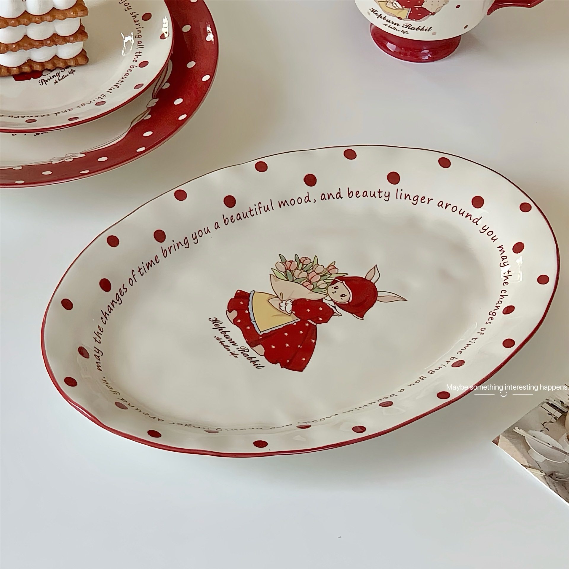 Internet Celebrity Ceramic Tableware Dishes and Plates Full Set Household suit Ins Style High Color Value Dining Bowl Dessert Salah Bowl