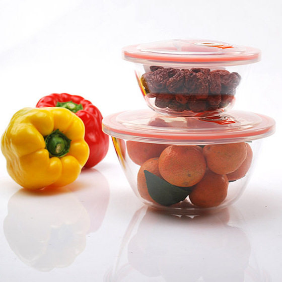 Phoenix Fresh-keeping Box Fresh-keeping Bowl suit Kitchen Microwave Oven with Lid Glass Heat-resistant Round Lunch Box