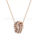 Large double ring rose gold and white diamond necklace