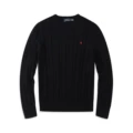Crew neck cable knit black - red label