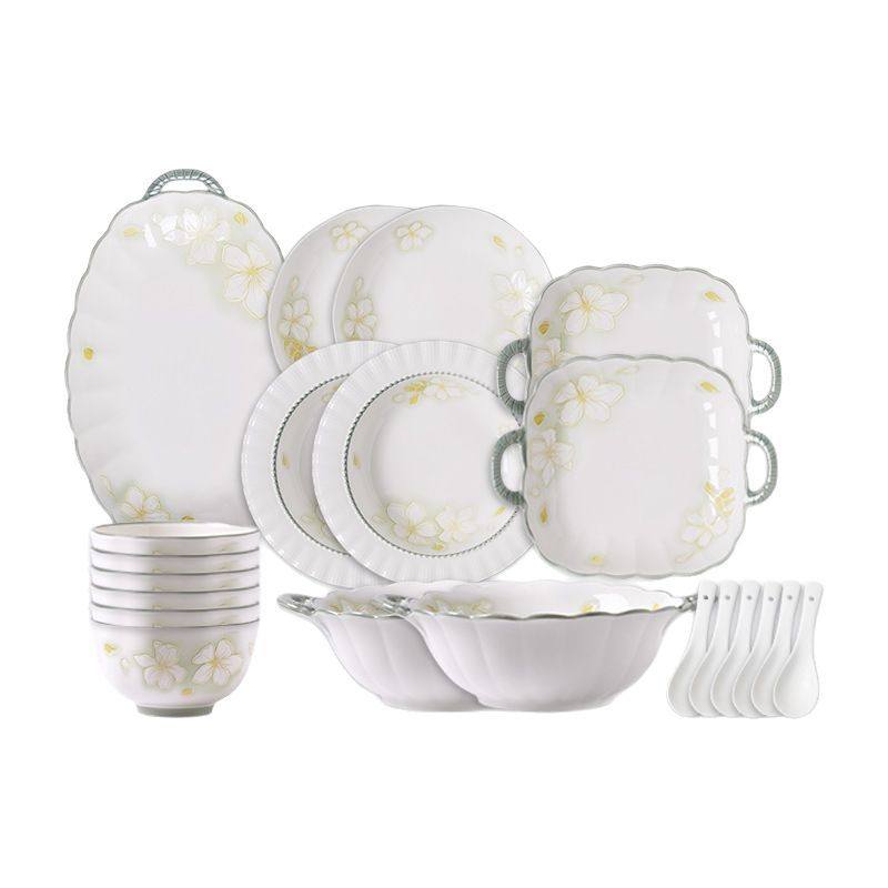 New Gold Leaf Underglaze Color Tableware Binaural Fish Plate Simple Ins Style Household Wear Easy Cleaning Heat Insulation Anti-scalding