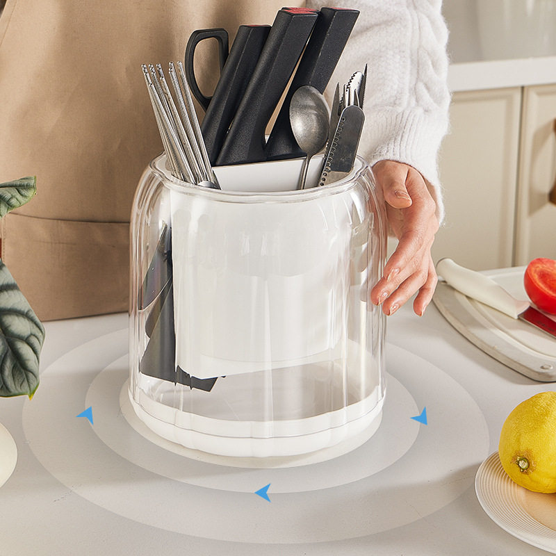 Kitchen rotating knife holder storage rack table top multi-functional chopsticks holder knife holder integrated storage box household kitchen knife rack