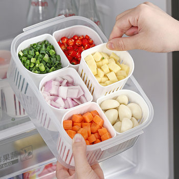 Hot Selling Simple Refrigerator Scallion Storage Box for Scallion, Ginger and Garlic Multi-function Plastic Sealed Jar Preservation Box Lunch Box
